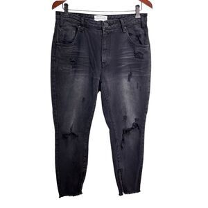 One Teaspoon Grey Black High Waist Freebird Skinny Jeans Size 31